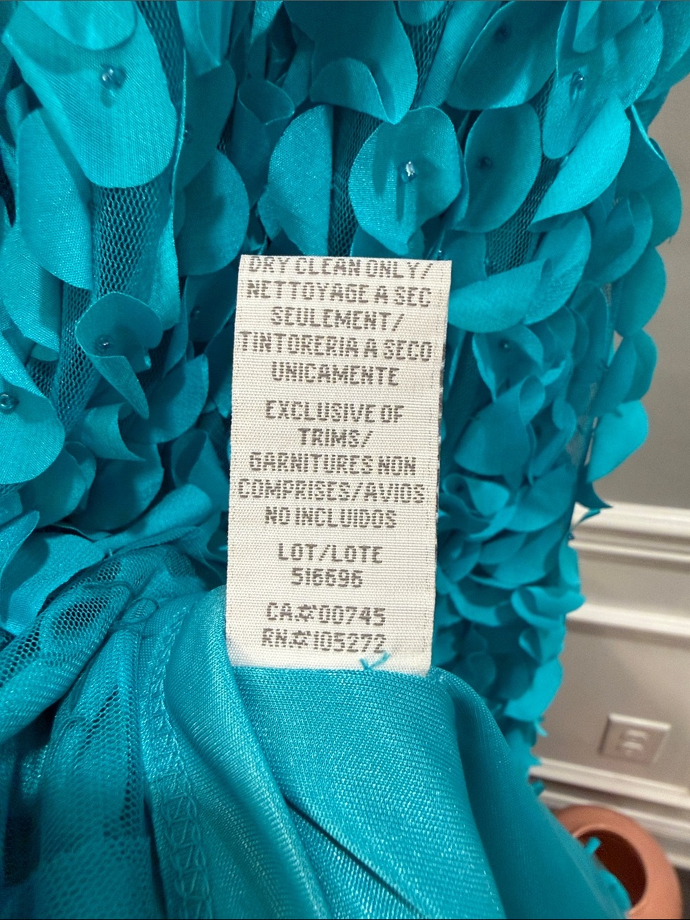 THEIA Turquoise Blue Petal Applique Sleeveless Cocktail Dress Size 0 - Picture 10 of 15